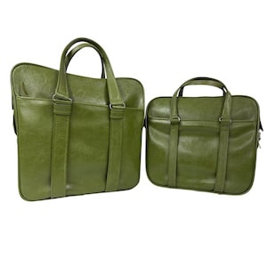 2 MCM Vtg Samsonite Silhouette Weekender Bags Avocado Green +keys