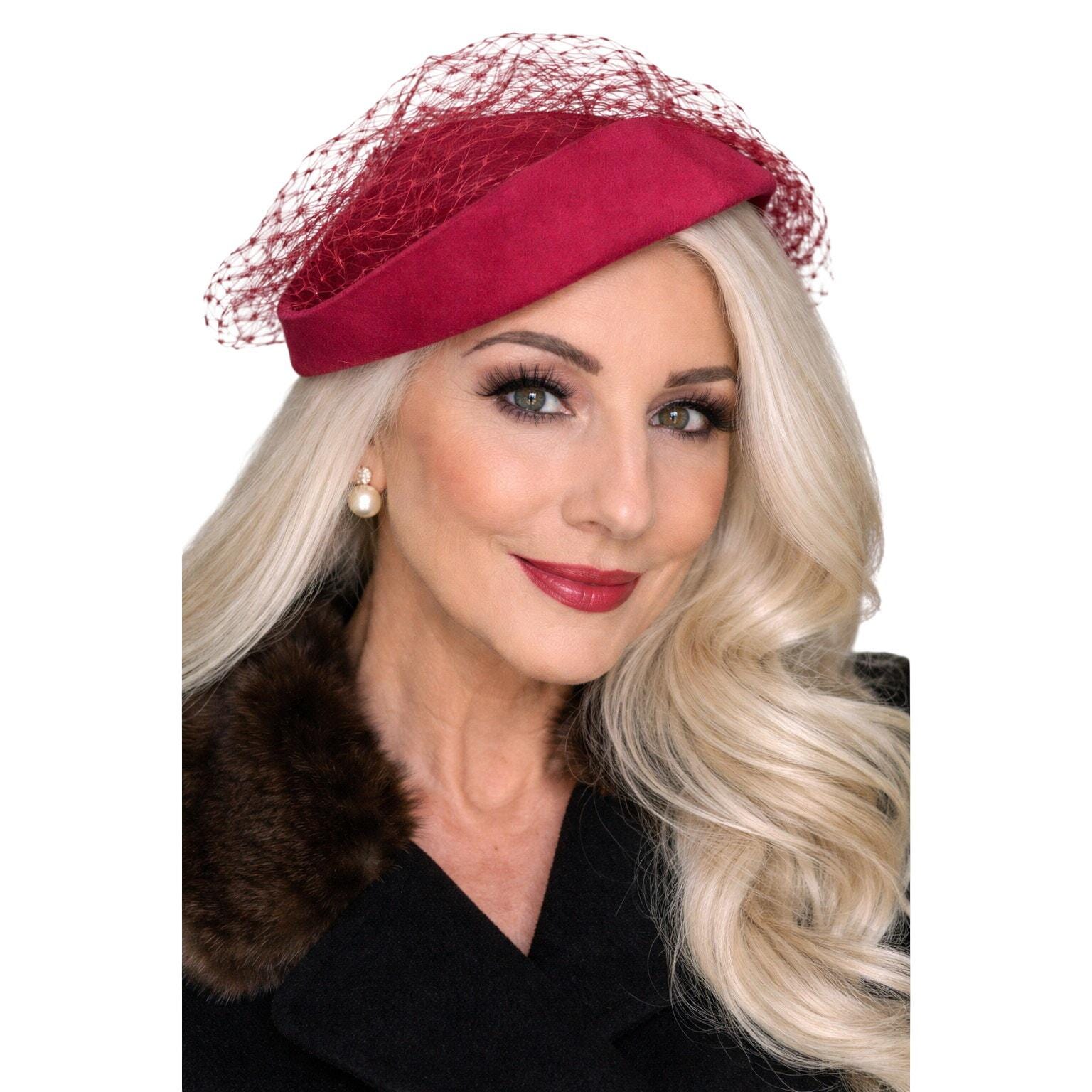 1940s Red Tilt Hat - Etsy