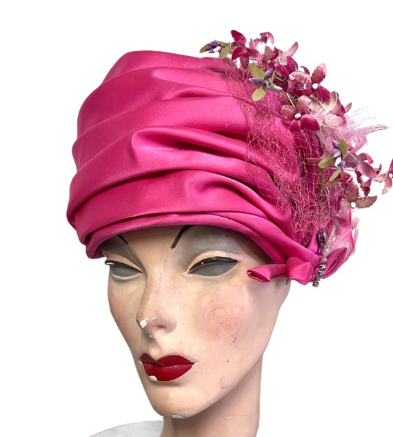 Vintage Hot Pink Hat M839( Hot Pink )vintage Kentucky Derby, Church, Wedding  main image 2