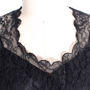 VTG 1940s Lace Gown Black Full Length Dress Slip Wearable 40-32-44 image 3