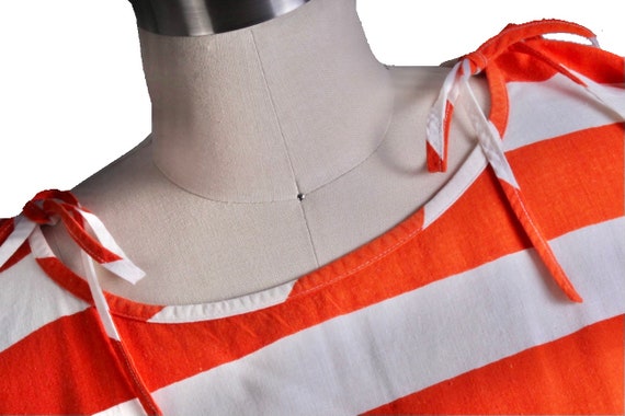 Vintage Vuokko Top Orange White Bold Striped Tuni… - image 6