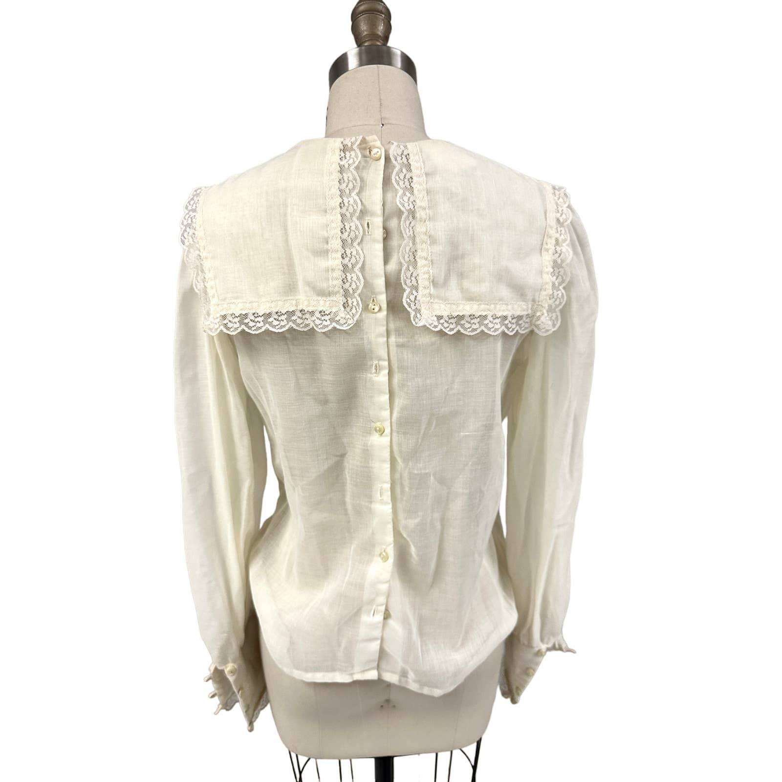 70s VTG Jessica's Gunnies San Francisco Pleated Lacy Blouse Gunne