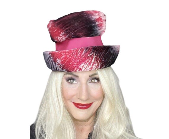 Vintage Mr. John Jr. Red Velour Church Hat With Hat Box  display picture 1