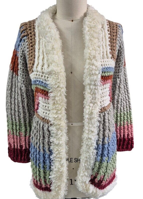 70s -80s Rainbow Boho Riddles by Elliot Acrylic Crochet Open