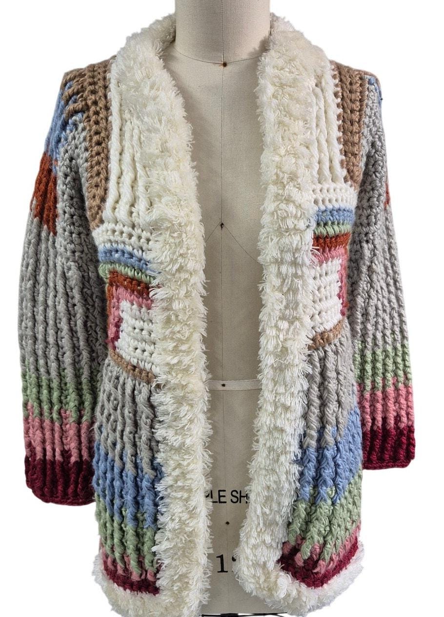 70s -80s Rainbow Boho Riddles by Elliot Acrylic Crochet Open