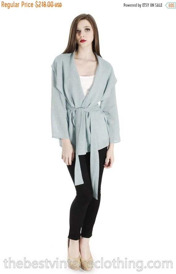 Sale Vintage Vuokko Short Jacket Aqua Linen Design