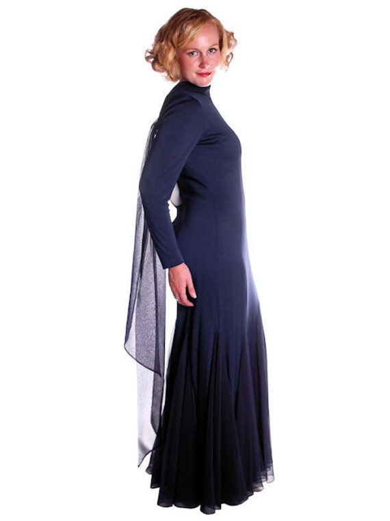 Vintage Designer Dress Richilene Blue Silk Wiggle