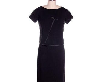 Fabulous James Galanos Vintage Designer Black Gab 2 pc Suit Dress Custom Made 1957 Sz 4