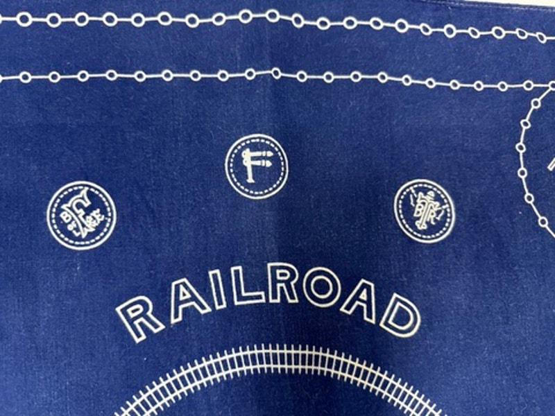 1930　BROTHHOOD  ADVERSING bandanna Vtg 1930s Union Railroad Brotherhood Trunk Down Indigo Blue
