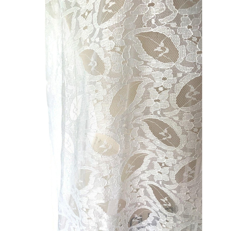 VTG 1960s Perri Ann Peignoir Set White Lace Bridal Nylon M L Romantic M/L image 6