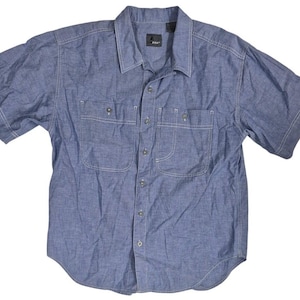 Vtg 80s-90s Liz Wear 100% Cotton Chambray Denim Work Shirt Blue Mens  L Pockets