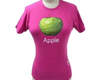 VTG 2005 The Beatles Apple Logo Pink Fitted Skinny T-Shirt Y2K Pop Tee S