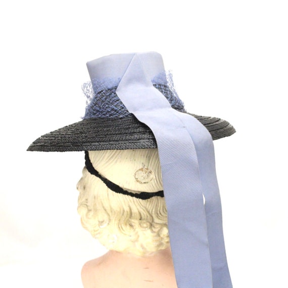 Vintage Brimmed Fascinator Hat Tri-Color Cone 193… - image 4