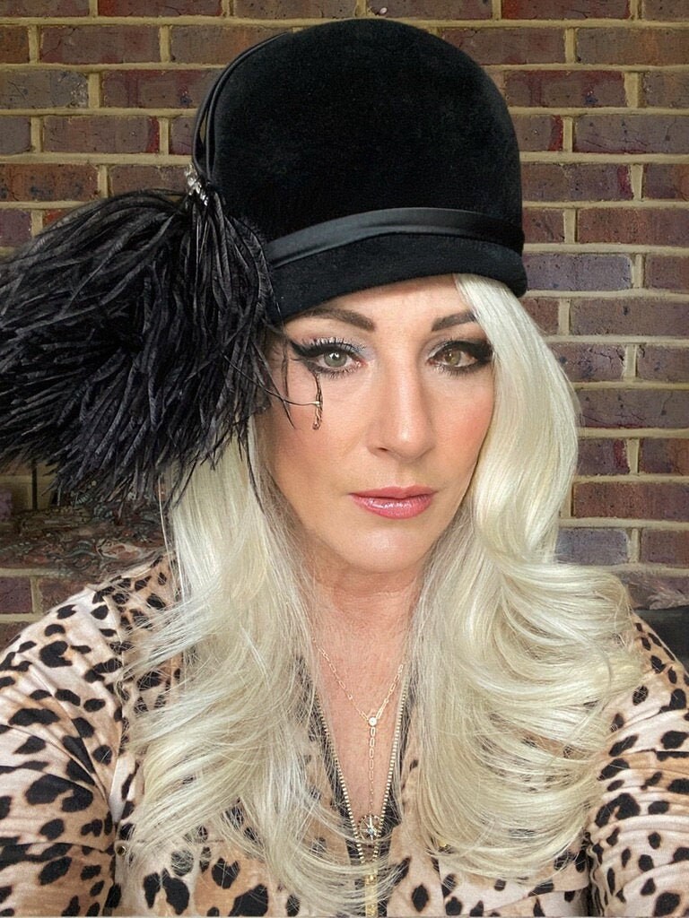 Vintage Womens Hat Mad Black Ostrich 