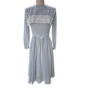 Vtg 70s Gunne Sax Jessica San Francisco Dress Gray Blue White Lace Sz S NWOT