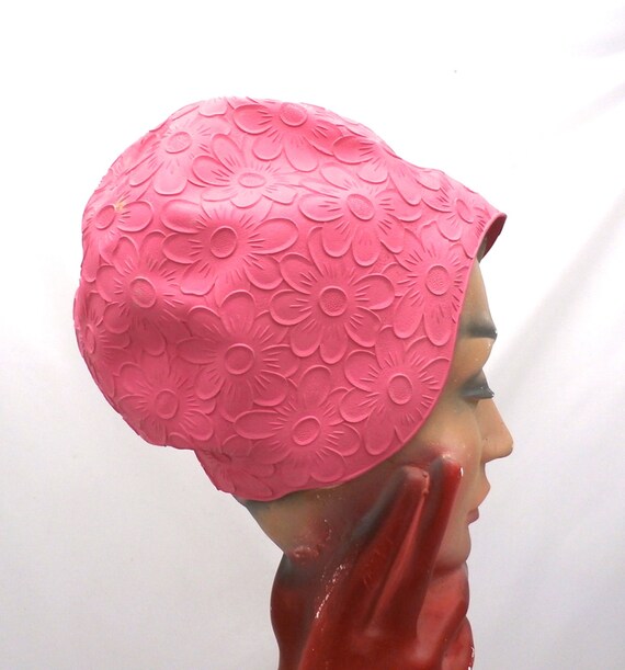 Vintage 1950s Playtex Swim Cap Pink Floral Made En