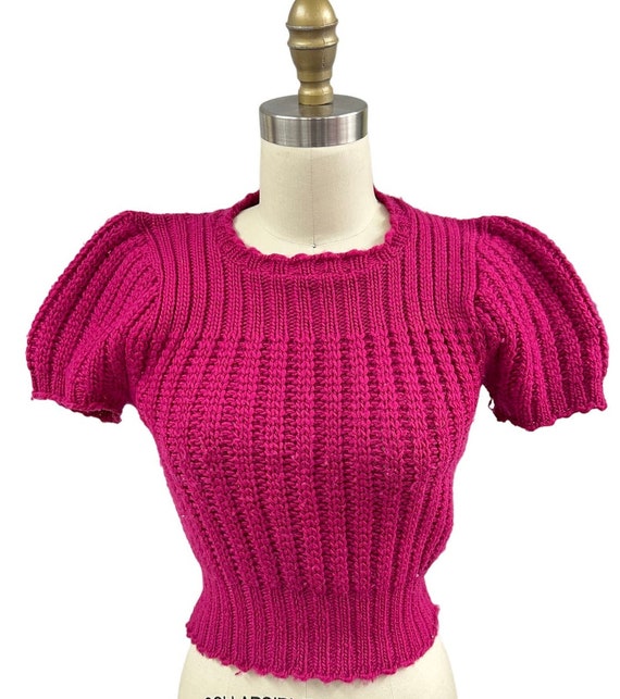 30s VTG Handknit  Pullover Knit Sweater High Waist