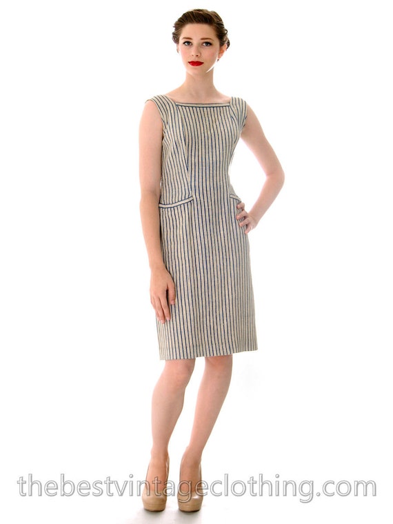 Vintage  Caroline Dubac Linen Sheath Dress and Ja… - image 1