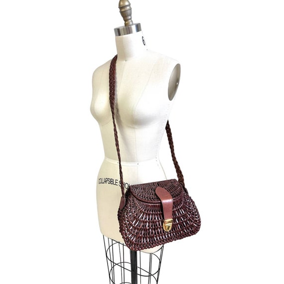 Vintage Italian Wicker/leather Fishing Basket Purse Shoulder Bag Brown NWT  
