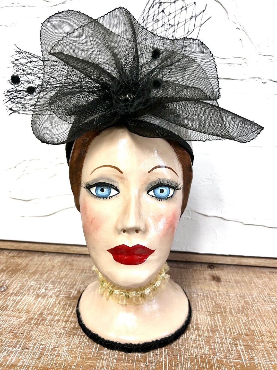 Bust Hat Vintage 40s Look Female Mannequin Head Bust Hat Display Paper Mache ...