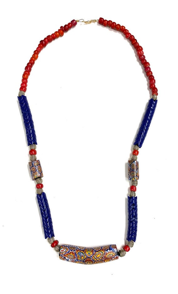 Vintage Traditional Bead Necklace| Lapis Lazuli| G