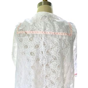 VTG 1960s Perri Ann Peignoir Set White Lace Bridal Nylon M L Romantic M/L image 9