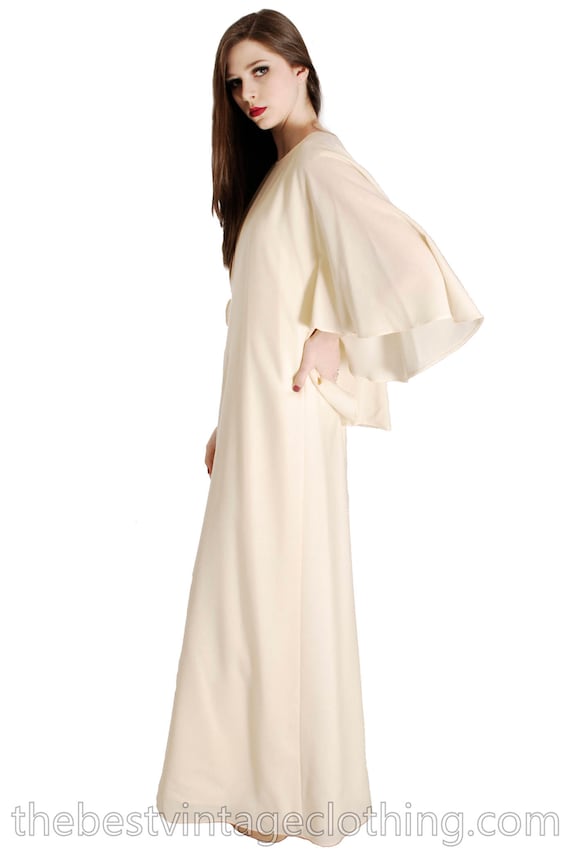 Stunning Vuokko Cape Gown 1960s Ivory Wool Voile … - image 1