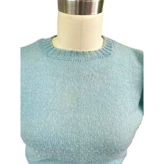 40s VTG Evergreen Knitwear Wool SS Sweater Light … - image 2