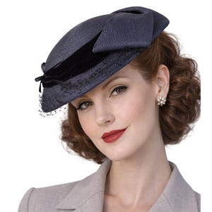 Vintage 1940’s Woman’s Navy Blue Hat Navy Vintage Hat Womens 1940s - Etsy main image 2