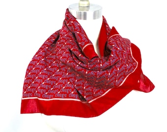 Pañuelo de seda Diego vintage: logotipo rojo y azul, fabricado en Italia