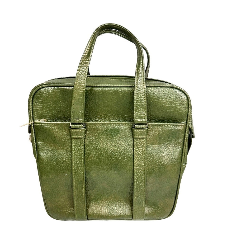 USA 1960’s Samsonite AVOCADO VINTAGE BAG Vintage Samsonite Avocado Green Leather Suitcase 1960s/70s 24