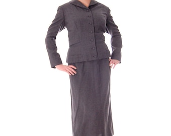 Jablow Designer Suit Vintage 1950s Gray Womens Day Suit Damaged Costume 40-27-41 Medium