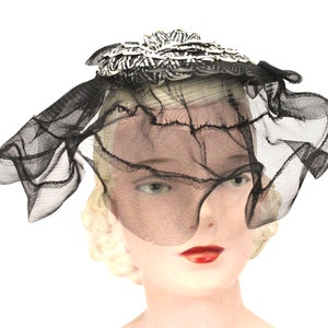 Vintage Calot Hat Horsehair Half Brim 1940s O/S Guernsey Pie Fascinator