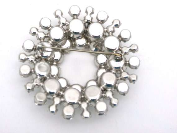 Broche Ancienne Vintage Ronde Avec Strass Multicolore - Années 1950, No2