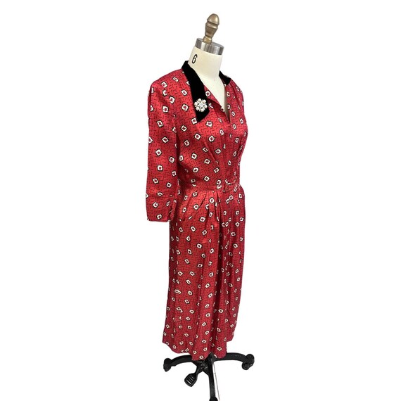 VTG Late 40s-50s Secretary Dress Wiggle M Red/Bla… - image 5