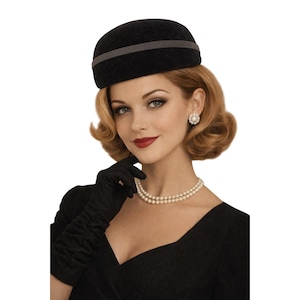 Vintage 60s Black Raffia Pillbox Hat ILGWU Jackie O Mod Cocktail‎ Mad Men Black Hat Jackie O - Etsy main image 3