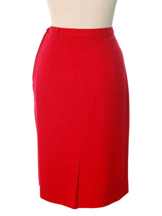 Jupe Crayon Vintage Rouge C&A - Taille 48, Fentes Avant/arrière, Style Années 90, Occasion