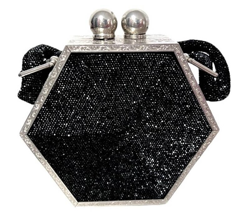 1940s Vintage Fre Mor 6 Sided Beaded Box Bag Purse Chrome image 1