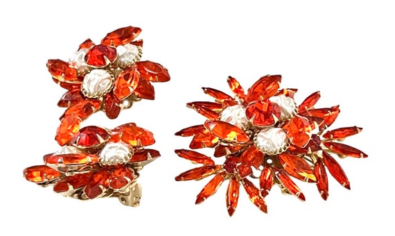 Exquisite Vintage Signed Judy Lee Brooch & Earrin… - image 3