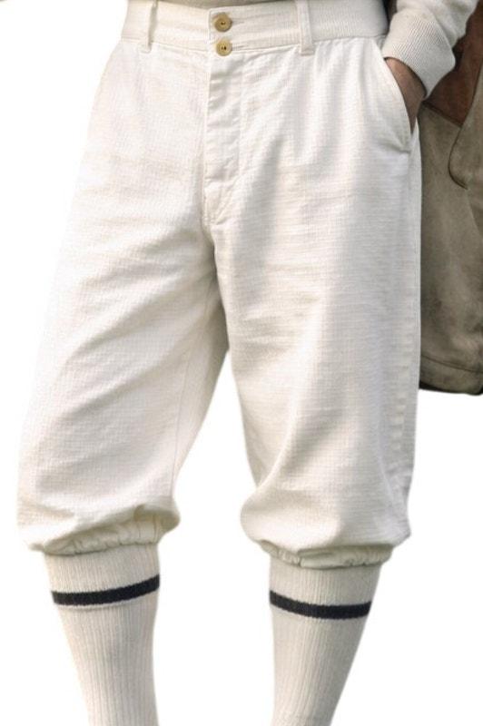 VTG 1930s–40s Textured Cotton Golf Knickers Ivory Button Fly Plus
