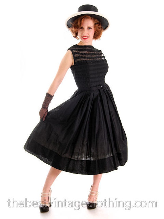 Gorgeous Vintage Summer Dress Black Cotton Great D