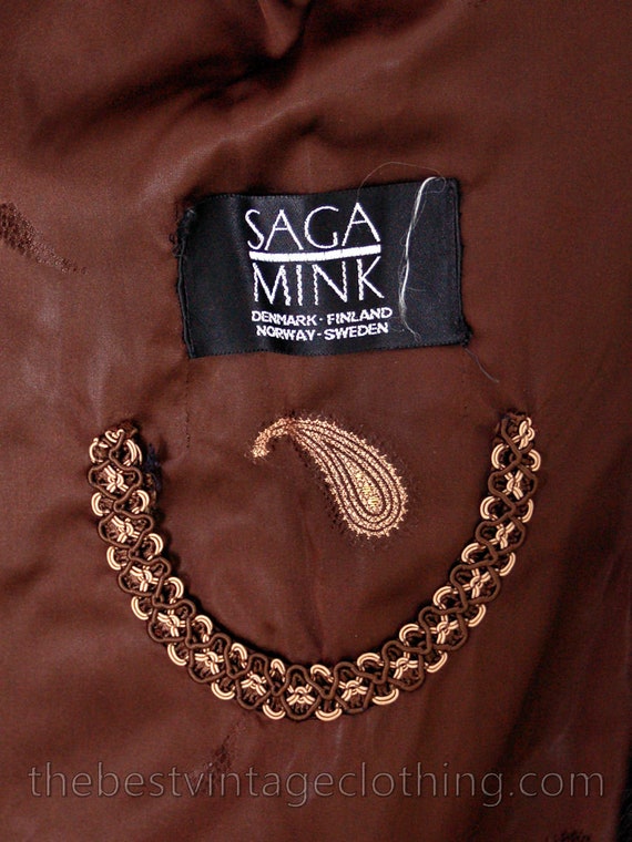 Womens S/M Genuine Saga Mink Vintage Fur Coat TOP… - image 6