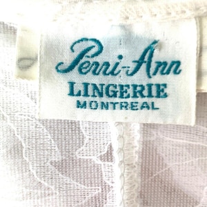 VTG 1960s Perri Ann Peignoir Set White Lace Bridal Nylon M L Romantic M/L image 11