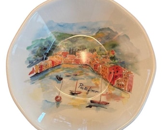 City Opificio Etico skål Portofino Italien Vintage Signerad stämplad pastasallad 9"