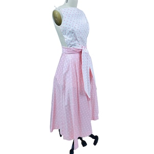 1950s VTG Bobbie Brooks Pink White Polka Dot Circle Skirt Set Sz XS Cotton