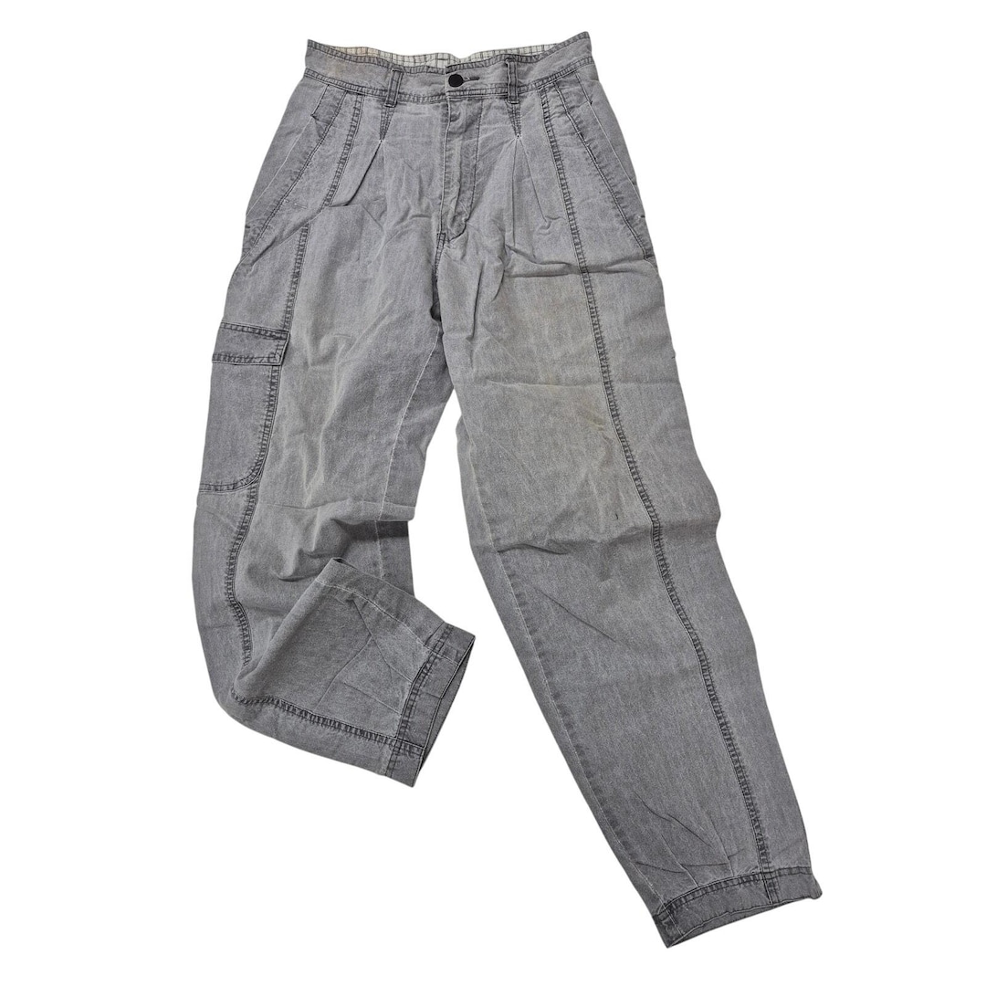 VTG 80s ZEPPELIN Baggy Denim Jeans Gray Acid Wash 29x31 Tapered