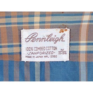 VTG 1950s Pennleigh Sanforized Cotton Plaid Shirt Ivy League Midcentury M image 7