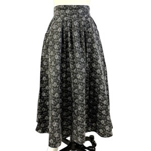 70s-80s VTG Gunne Sax Jessica McClintock Gray Floral Print Boho Skirt Sz S NWOT