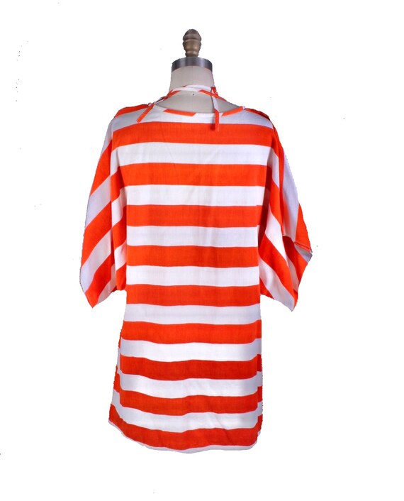 Vintage Vuokko Top Orange White Bold Striped Tuni… - image 4