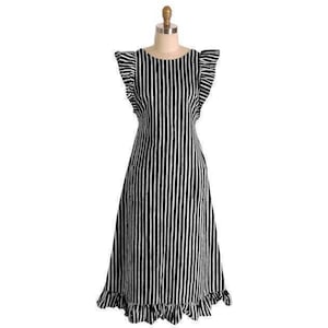 1960s Vintage Marimekko Jokapoika Stripe Dress Vuokko Finland Cotton 38/M